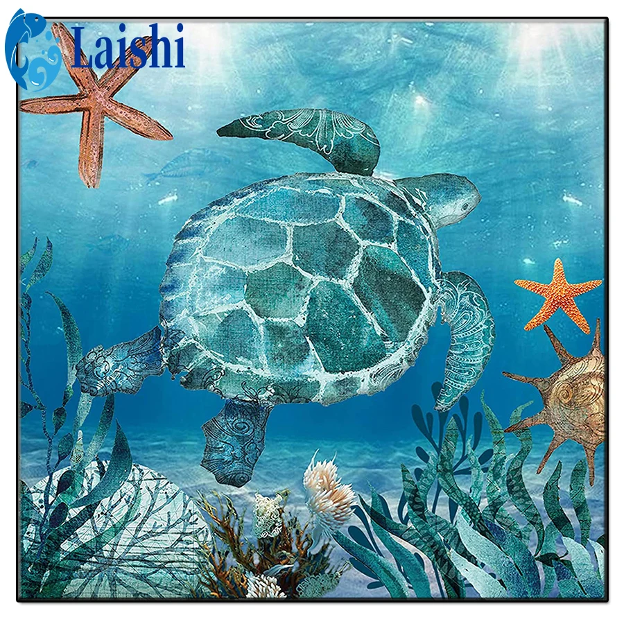 5D Diamond Painting Ocean scenery, underwater animal world, sea turtles Full Square Diamond Embroidery Mosaic Home Decoration