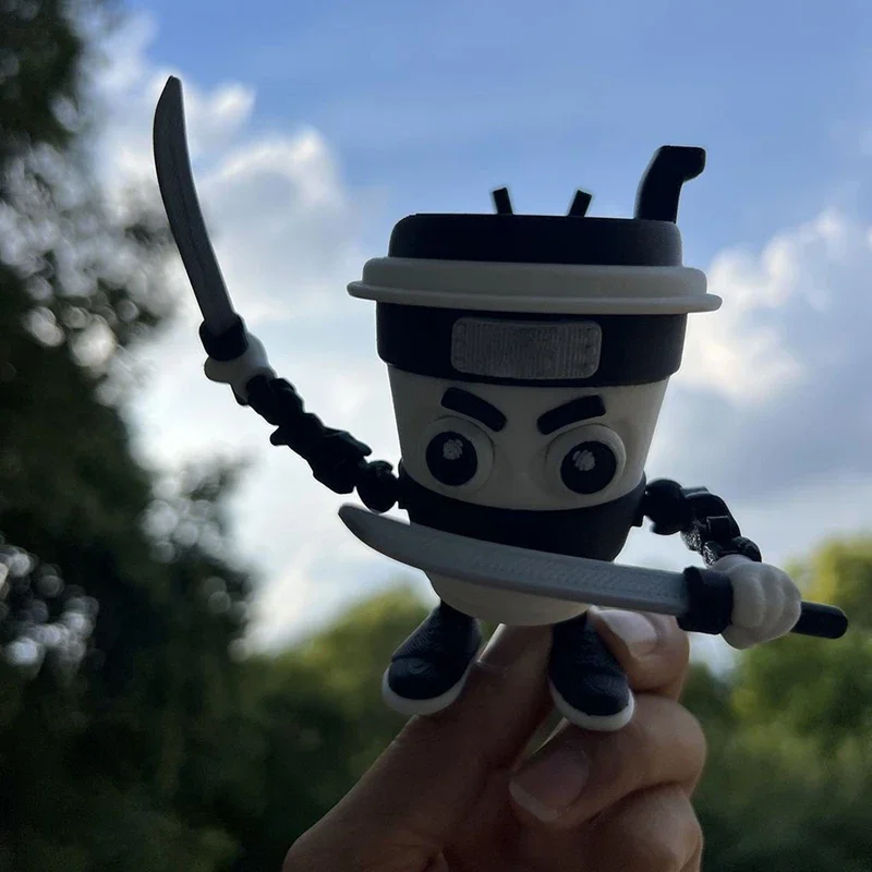 Brainrot italiano Capuchino Assassino  Figuras de acción de café Ninja con 2/4/6 Katana, adornos de escritorio impresos en 3d, modelo de Anime