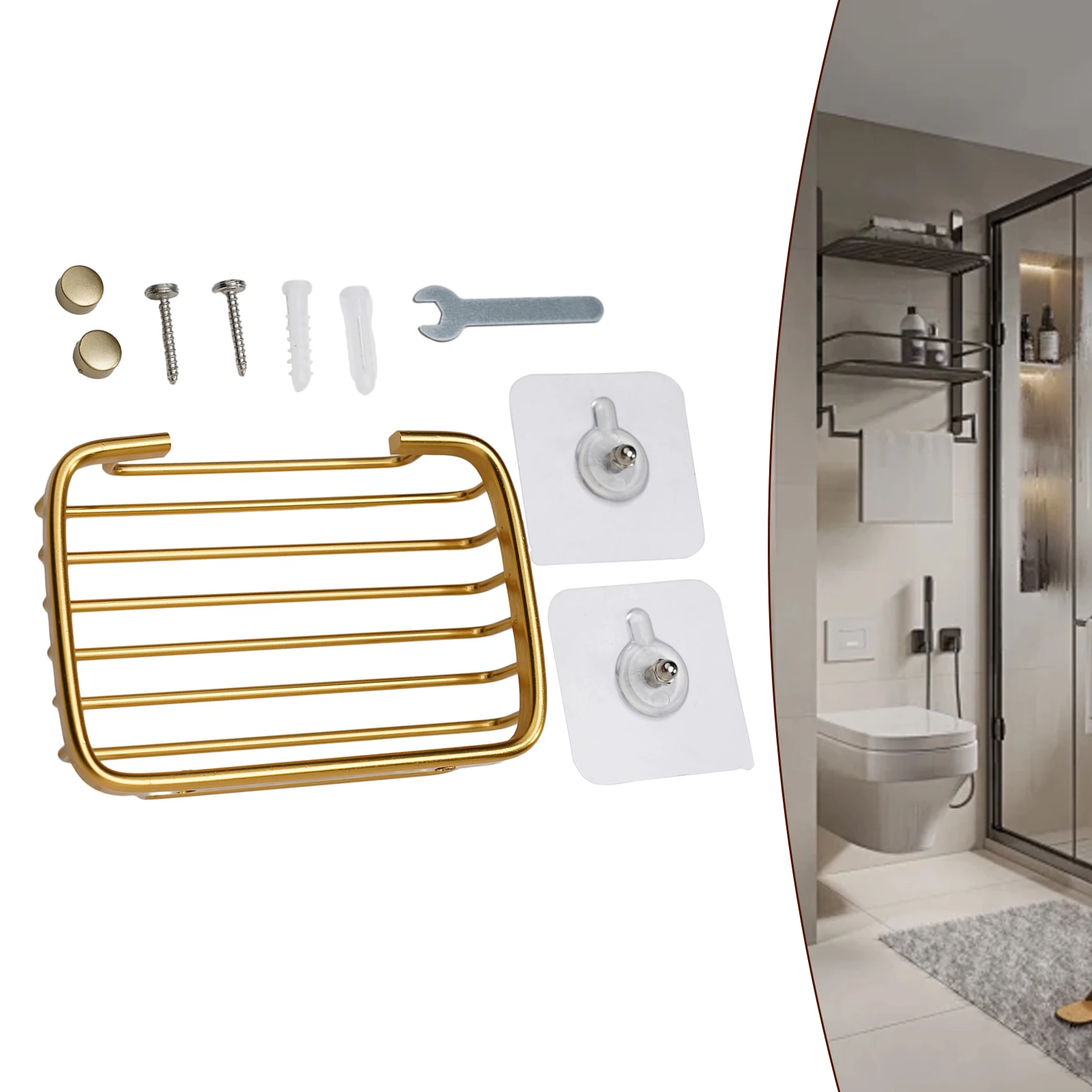 

Resistant Aluminum Soap Dish Holder for Bathroom Shower with Metal Drain Tray Designed for Soap and Bath Net Storage