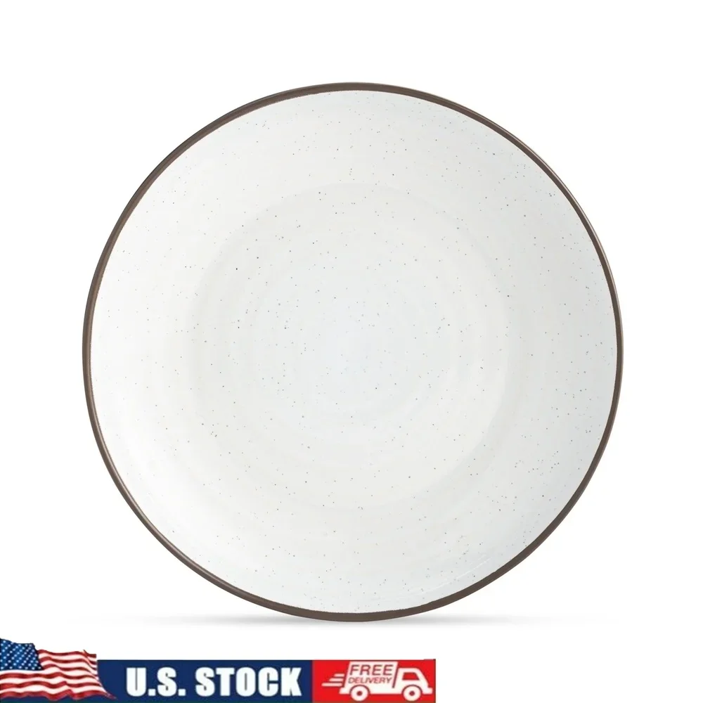 Plato de ensalada de cerámica, vajilla redonda rústica, apto para microondas, plato para servir, aperitivos perfectos, platos laterales, mesa de cocina