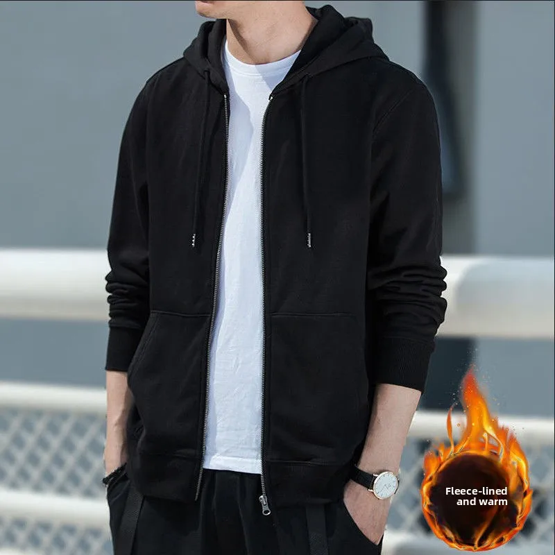 

Новинка 2023, мужская куртка на молнии, модная Гонконгская толстовка с капюшоном, осень-зима, джинт Thiened Fce Busin Gentleman