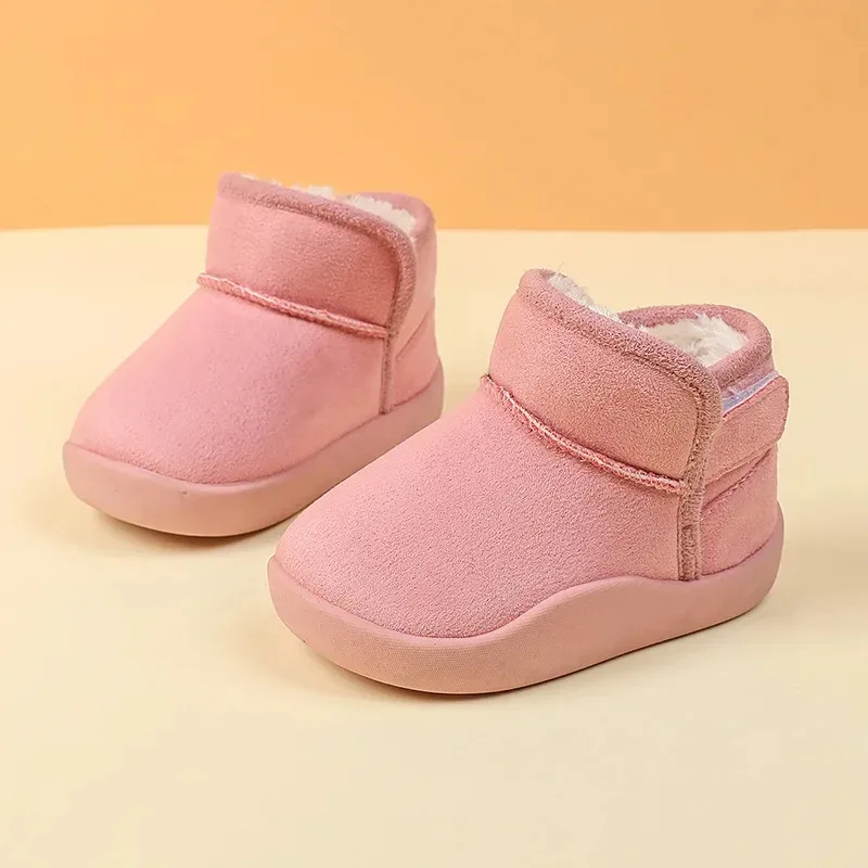 

2025 New Children Shoes Simple Plush Warm Cotton Shoes Antiskid Thick Soft Sole Girl Casual Snow Boots Boy Winter Sneakers