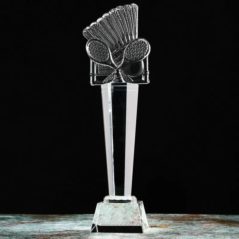 Personalized DIY Custom Badminton Trophy Badminton Model Crystal Award Cup for Badminton Match Souvenir Prizes Home Decoration