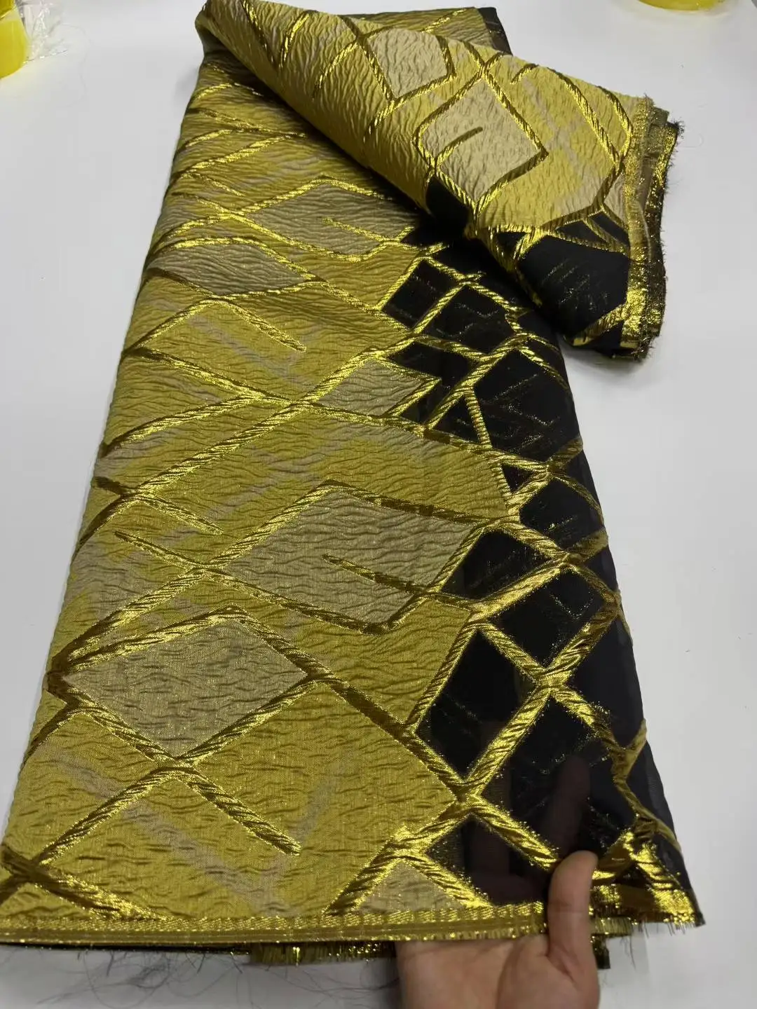 

Brocade Lace Fabric Latest Nigerian French Style 5 Yards African Jacquard Brocade Lace Fabric For Wedding Party Dress Sew 2025