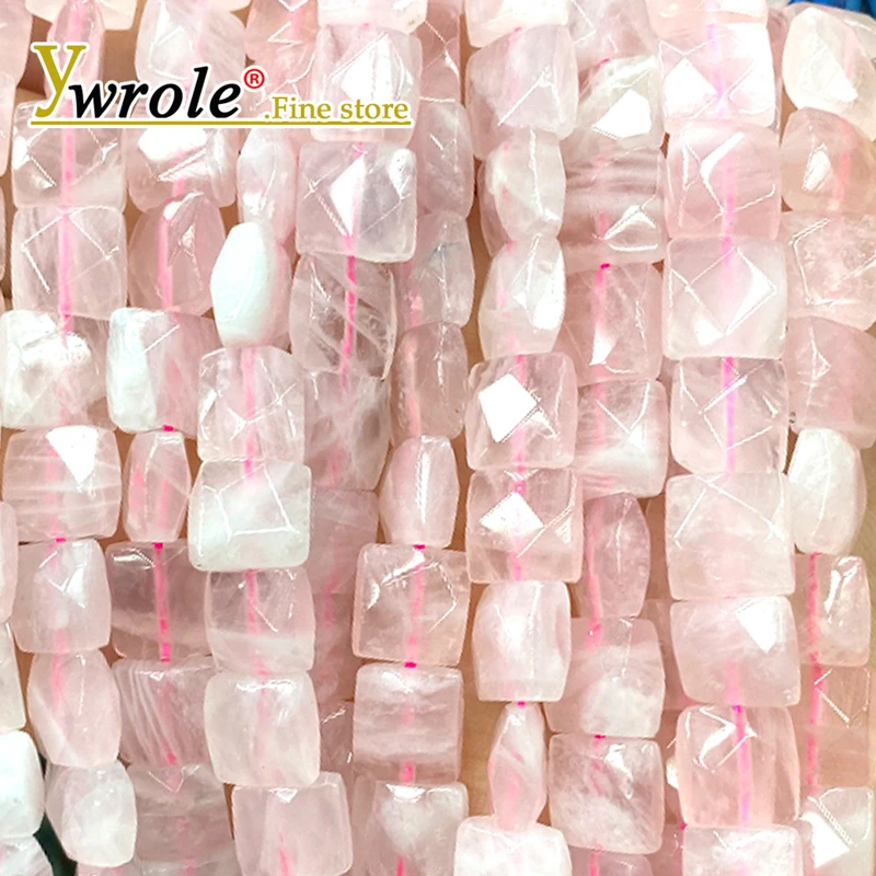 

Natural Gem Stone Madagascar Rose Quartz 9-10mm Faceted Flat Square Spacer Beads for Jewelry Making Diy Bracelets Accessories