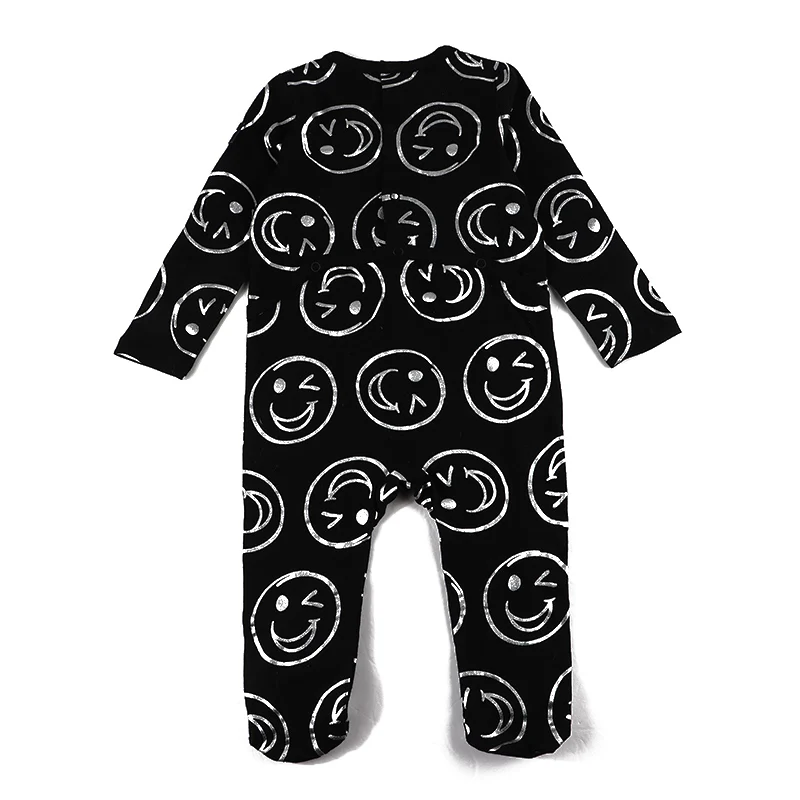 AA-baby footie clothes kids smile print romper baby boy and girl clothes long sleeve summer spring round neck cotton romper