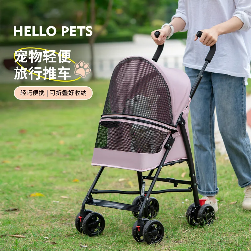 Wholesale 4 Wheels Dog Stroller for Small Dogs Foldable Travel Carriage Pet Gear Quick Installation Pet Stroller