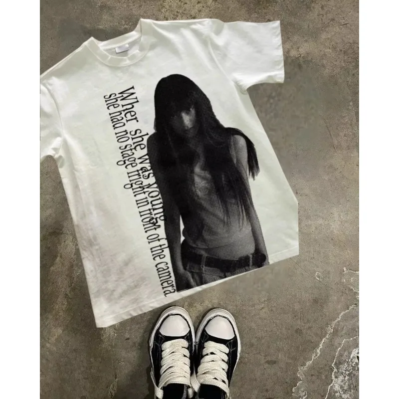 

Vintage Casual Hip-hop Print Y2K Men's Seasonal New Item Suitable for Both Men and Women Casual T-shirt