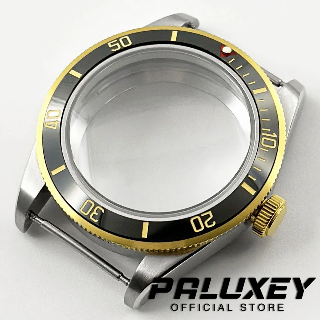 Caja de reloj de oro y plata de 39MM, cristal de zafiro abovedado, caja BB58 de acero inoxidable compatible con movimiento NH34 NH35 NH36 NH38 ETA 2824 PT5000