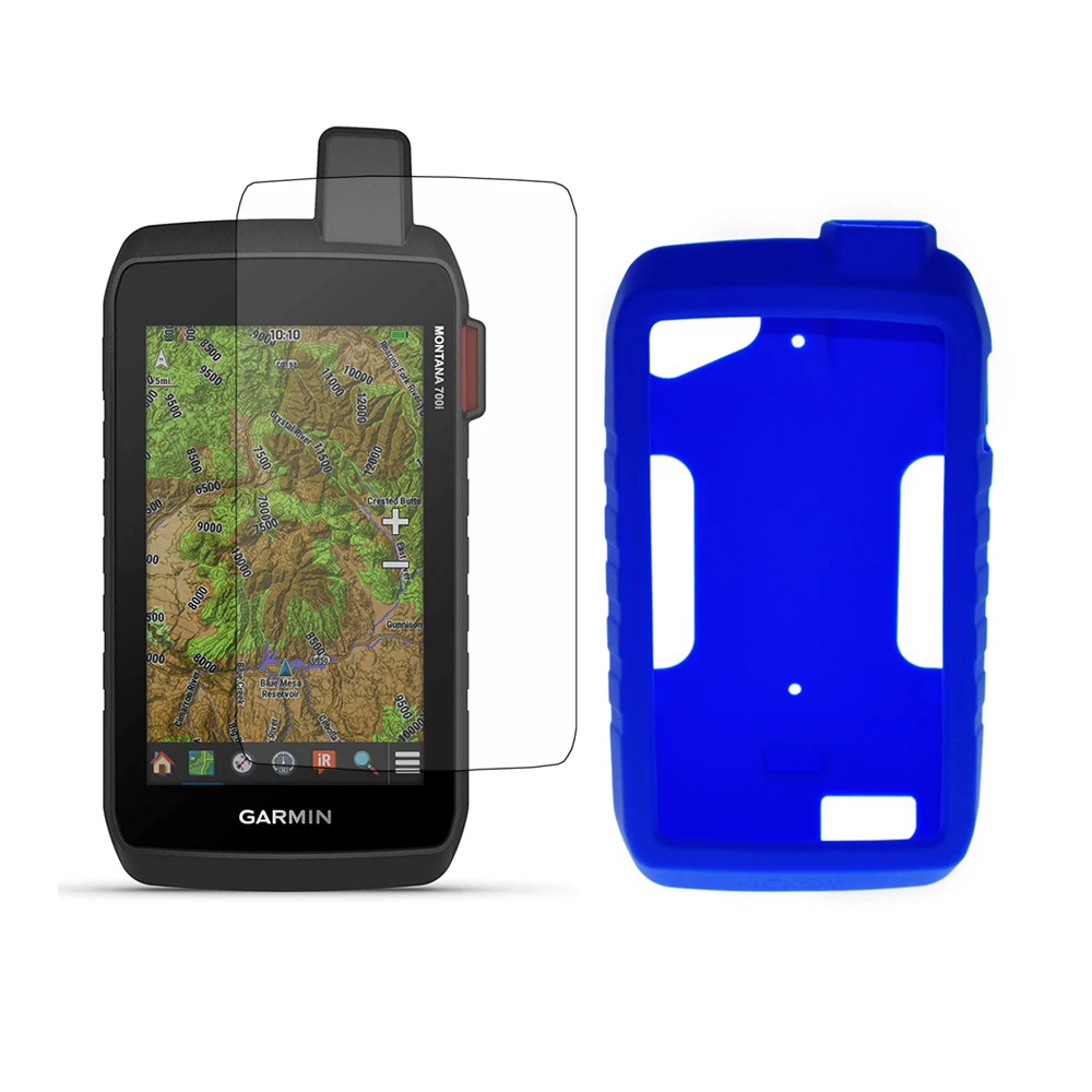 Silicone Protective Case Cover+ Screen Portector Shield Film for Garmin Montana 750 750i 700i Hiking Handheld GPS Accessories