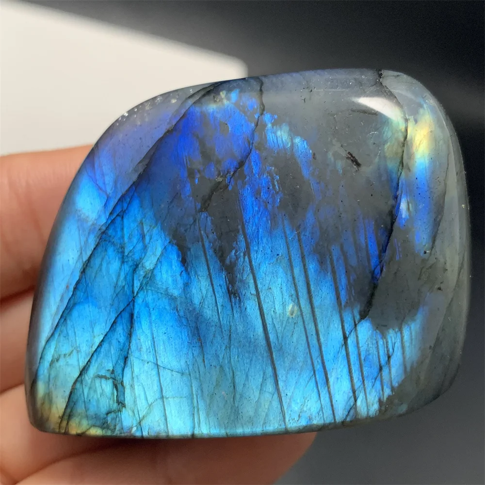 

Natural Purple Light Labradorite Mineral Specimens Standing Orange Blue Light Labrador Stone Ornaments Healing Beads Pendants