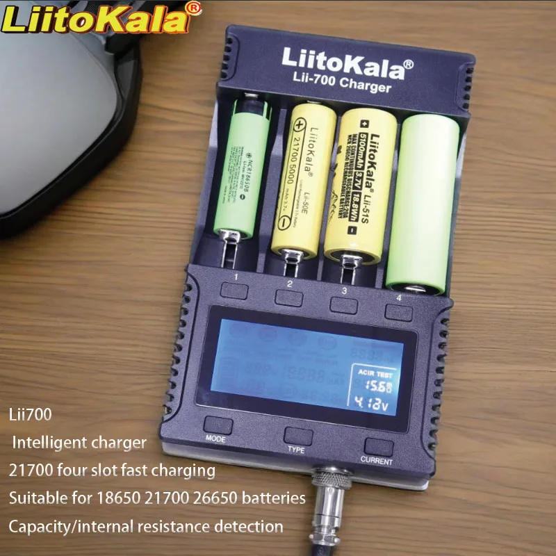 Liitokala Lii700 Smart Charger 21700 Quad Slot Fast Charge 26650 Battery Capacity Internal Resistance Precision Detection 18650