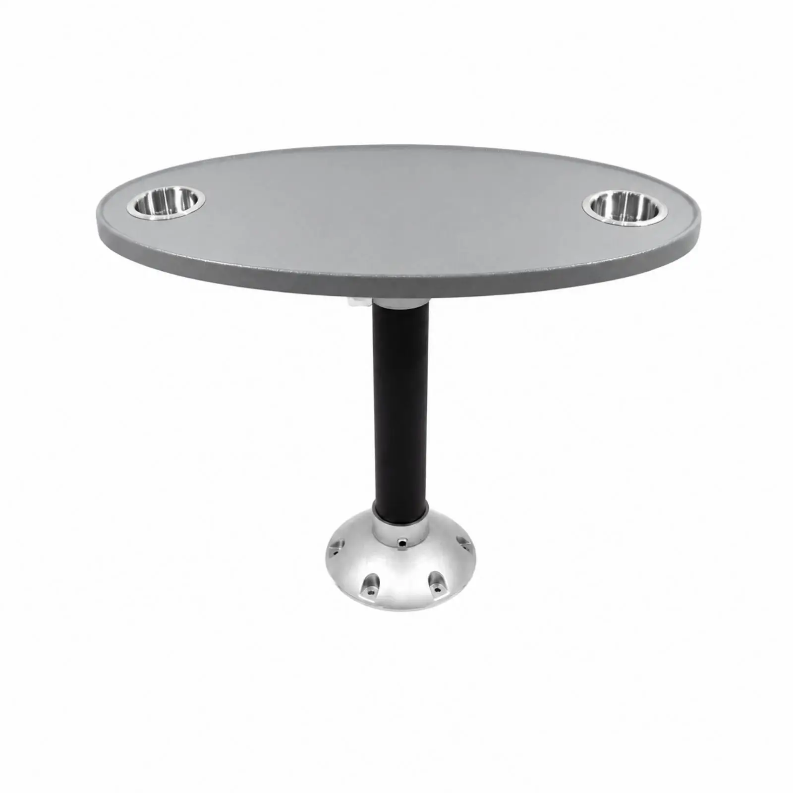 Boat Table Oval Shape with Built in Cup Recesses for RV Patio Height Adjustable Stand