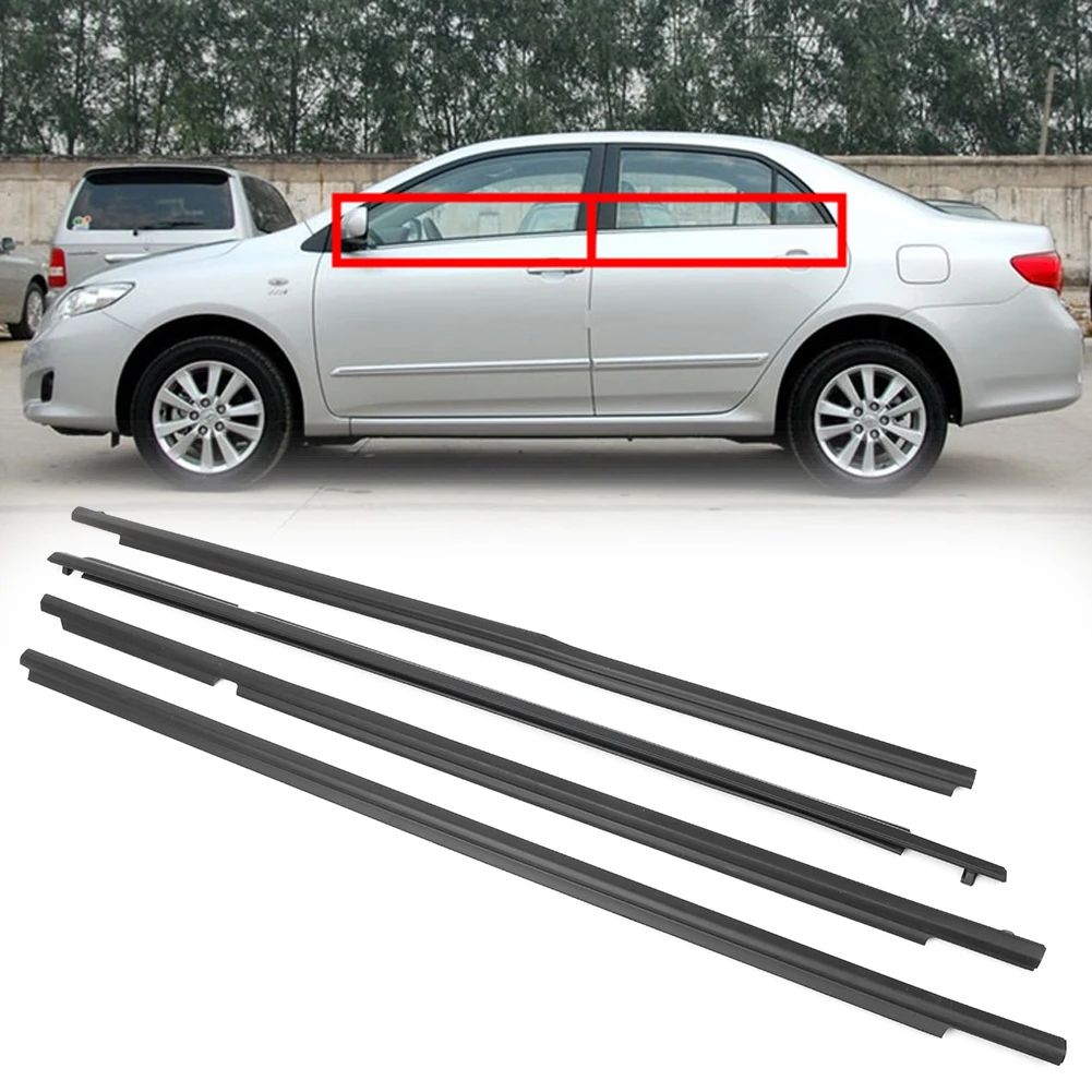 4Pcs Car Door Window Seal Belt Molding Trims For Toyota Corolla 2009 2010 2011 2012 Weatherstrip Weather Strip Mouldings