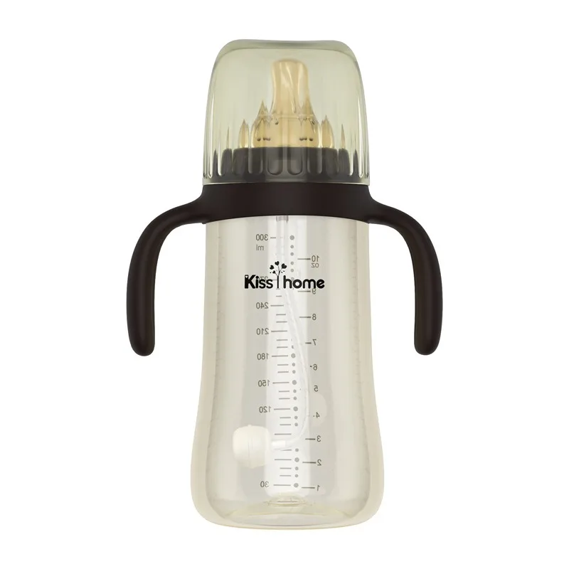 Baby anti-colic wide-mouth bottles: 240/300ml large-capacity PP straw cups—leak-proof, shatter-resistant, BPA-free, perfect !