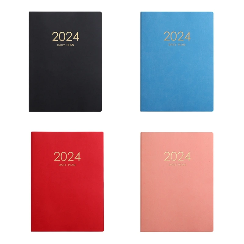 Cuaderno de Plan diario engrosado, calendario semanal, suministros escolares de oficina, 2024