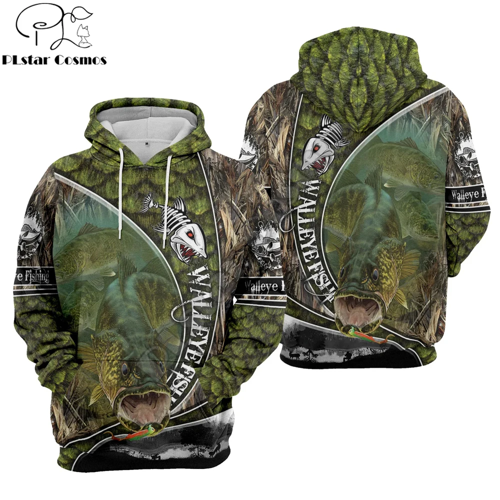 Trout/Walleye Fishing Fish Reaper 3D All Over Printed Fishing Hoodies & Sweatshirts Unisex Zip Pullover Casual Tracksuits KJ924