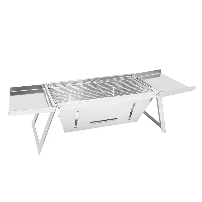 

Portable charcoal grill, folding stainless steel desktop grill, folding shelf outdoor cooking stove