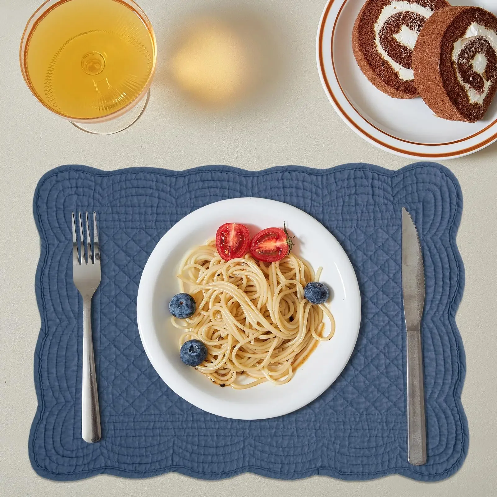 Quilted Placemats Washable-13x18 inches Rectangular Placemats for Kitchen Table-100% Cotton Fabric Rectangular Table Mats