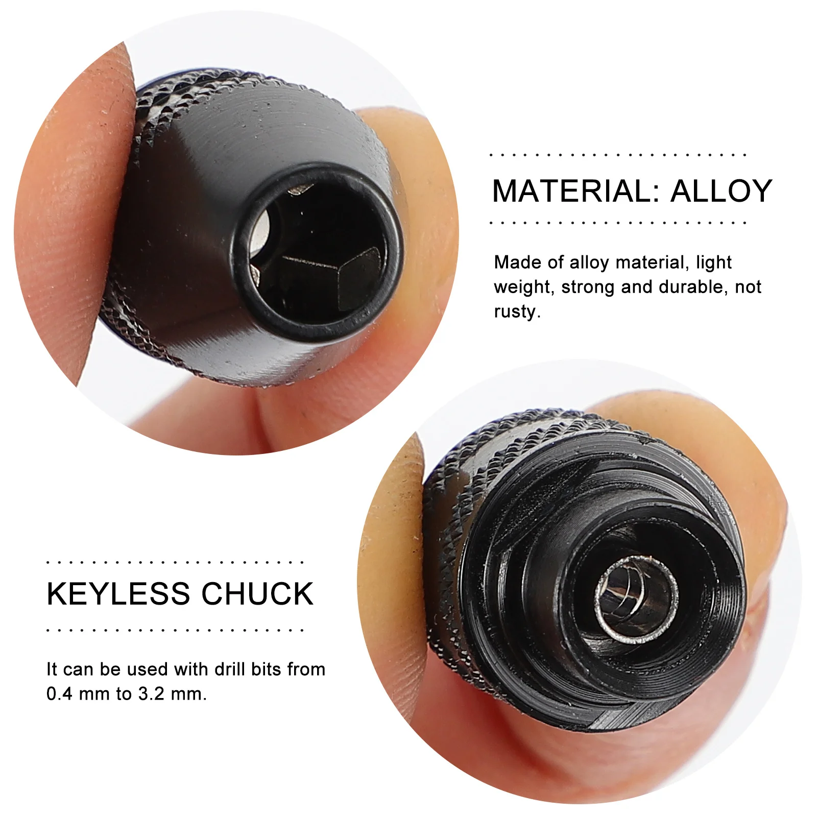 

2Pcs Electric Drill Chuck Keyless Rotary Tools Three Jaw Universal Adapter Replacement Conversion