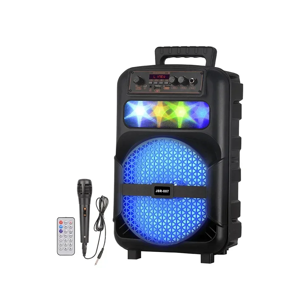 8 Inch Portable Bluetooth Speaker Stereo Bass with LED Colorful Light Outdoor Wireless BT Family Party DJ Box Caixa De Som