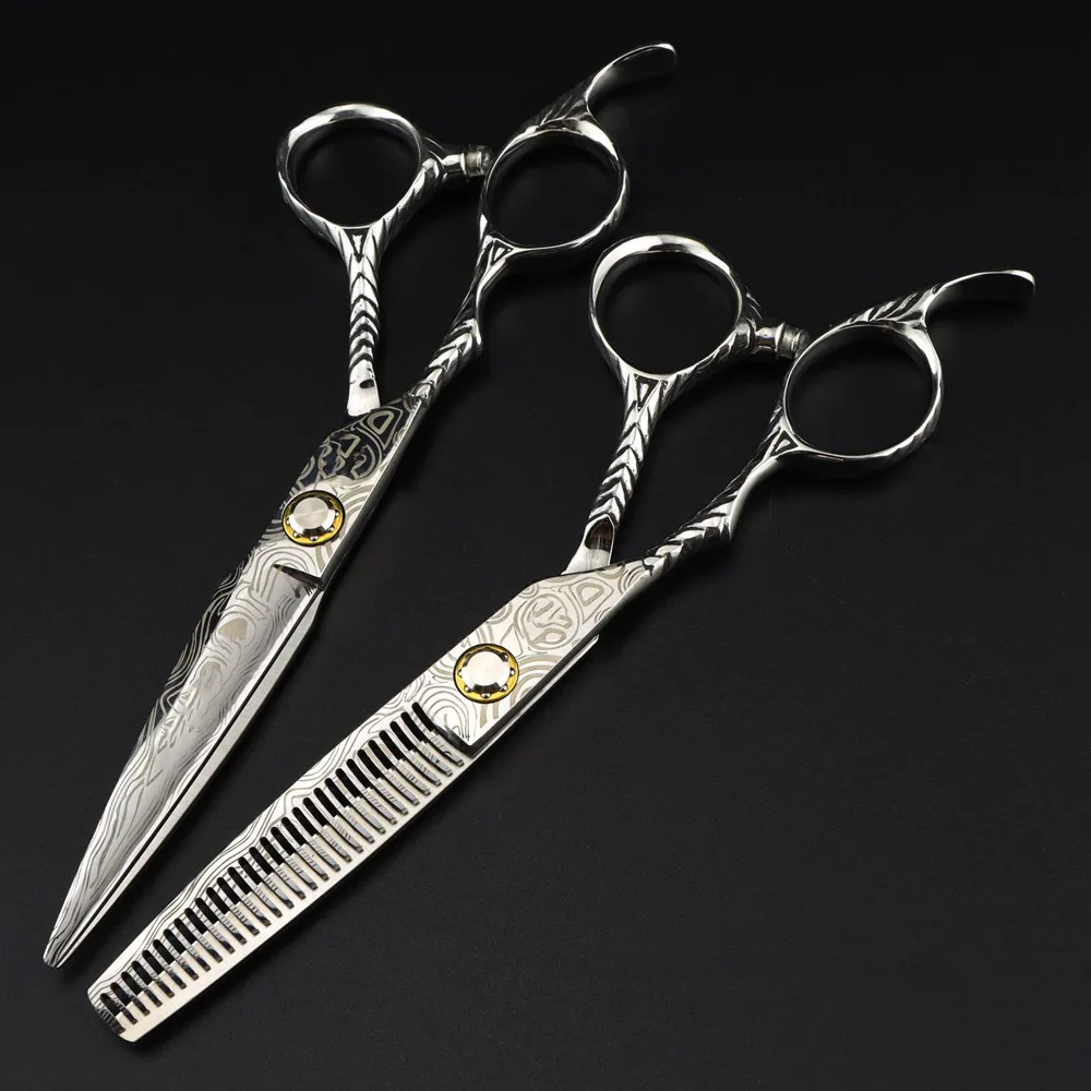 

Professional 6 '' Left handed scissor Damascus Bearing hair scissors haircut thinning barber cutting shears hairdresser scissors