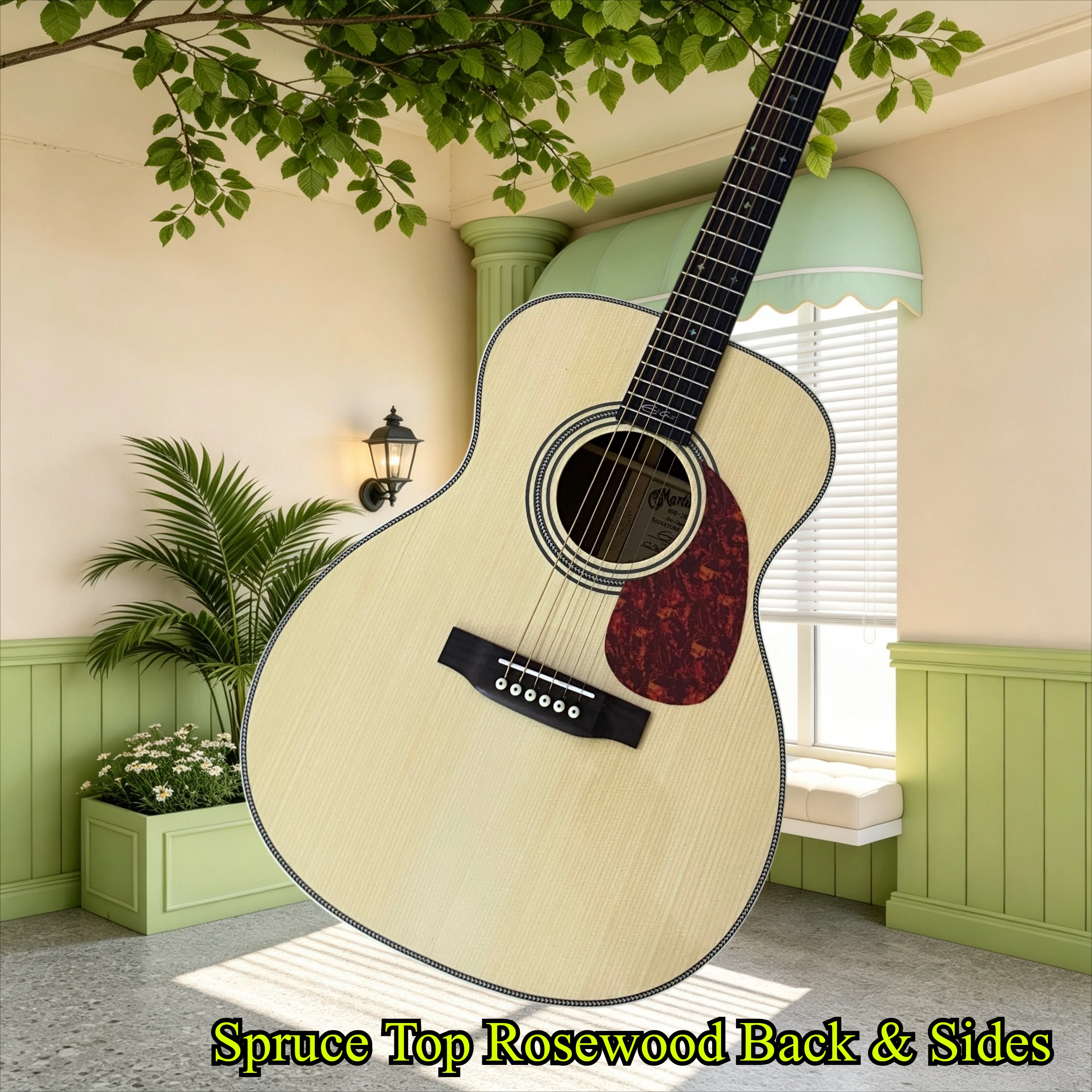 00028 OO Vintage Acoustic Guitar Spruce Top Rosewood Back Sides Rosewood Fretboard Tortoise Pickguard Fingerstyle Folk Guitar