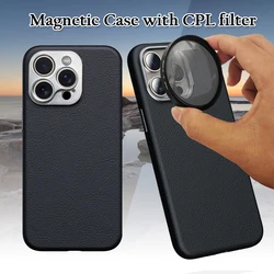 Magnet Case Magnetic Phone Case CPL Star Filter Luxury Magnetic Leather Case for iPhone 15 Magsafe Cover Support Car Holder