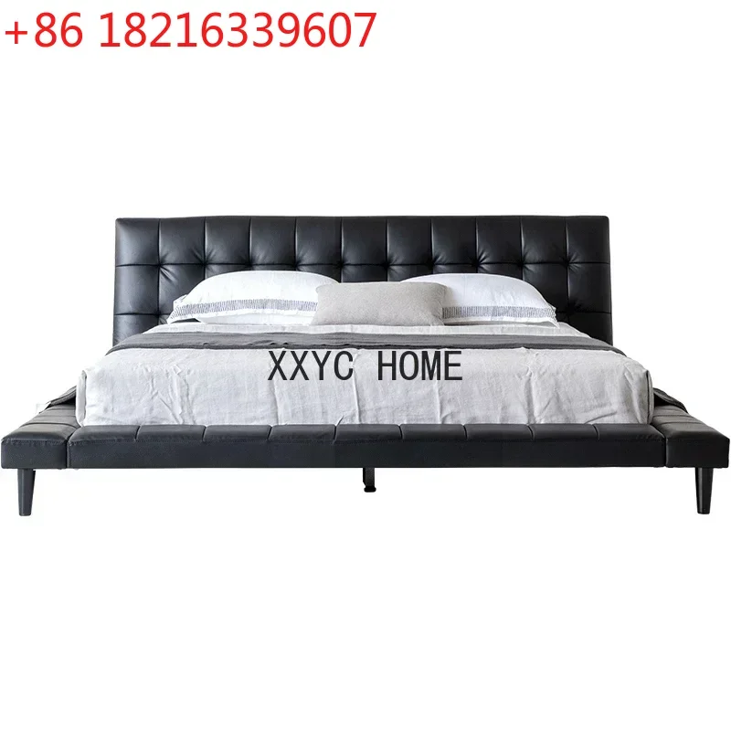 

Кровать TAO Light Luxury из натуральной кожи, двуспальная, современная итальянская минималистичная, 1,8 м, мягкая, из первосортной воловьей кожи, для молодоженов, большая кровать
