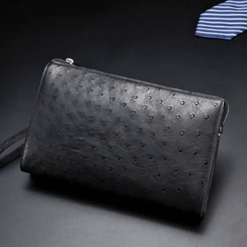 LINSHE Ostrich skin  Hand bag  Men clutch bag new    leisure  large capacity  handbags  men  Hand caught  men  wallet