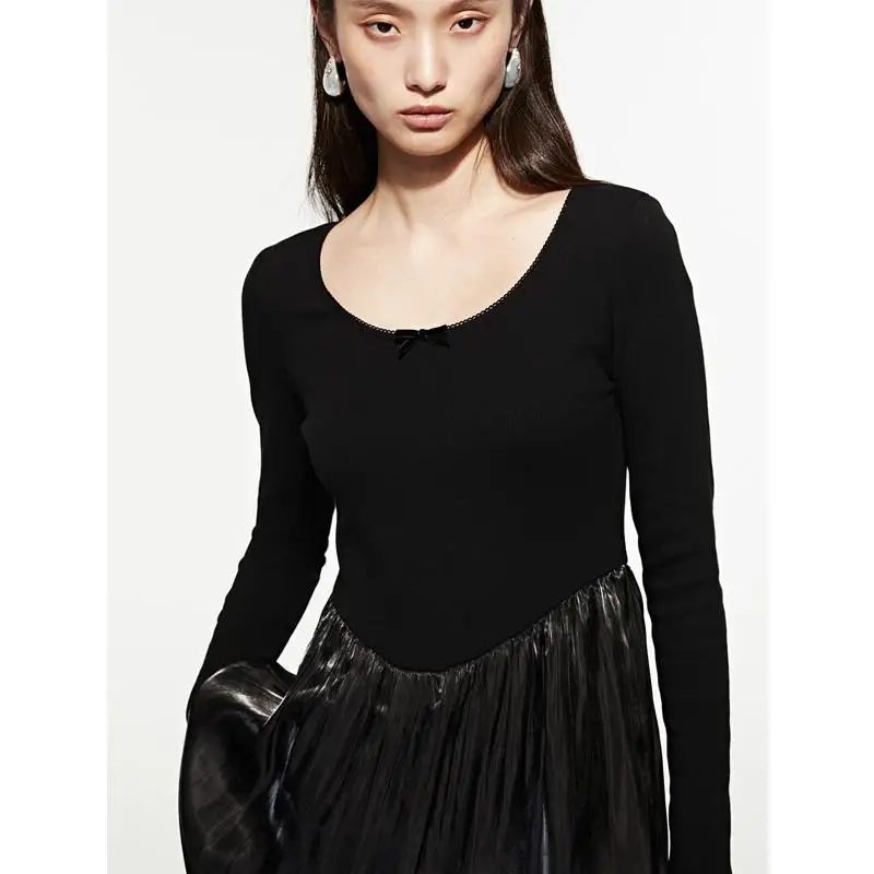 فستان نسائي طويل جديد للشتاء بتصميم A-line، ياقة مربعة، تنورة واسعة، أكمام طويلة، خصر مرتفع، نمط عملي، مصنوع من ألياف البوليس...