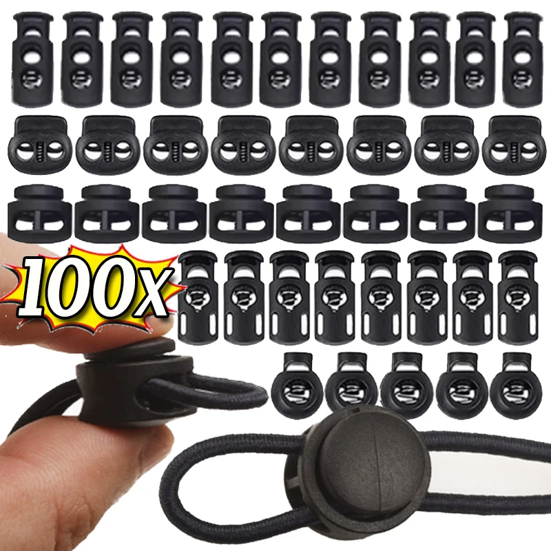 Single/Double Hole Cord Locks Ends Spring Stopper Toggles Clip Plastic for Drawstring Shoelace Rope Paracord Hat DIY Accessories
