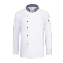 Uniforme de chef de restaurant pour hommes et femmes, veste de chef avec tablier, manteau de cuisinier à manches longues, t-shirt de chef, uniforme de travail, vêtements d'hôtel, logo