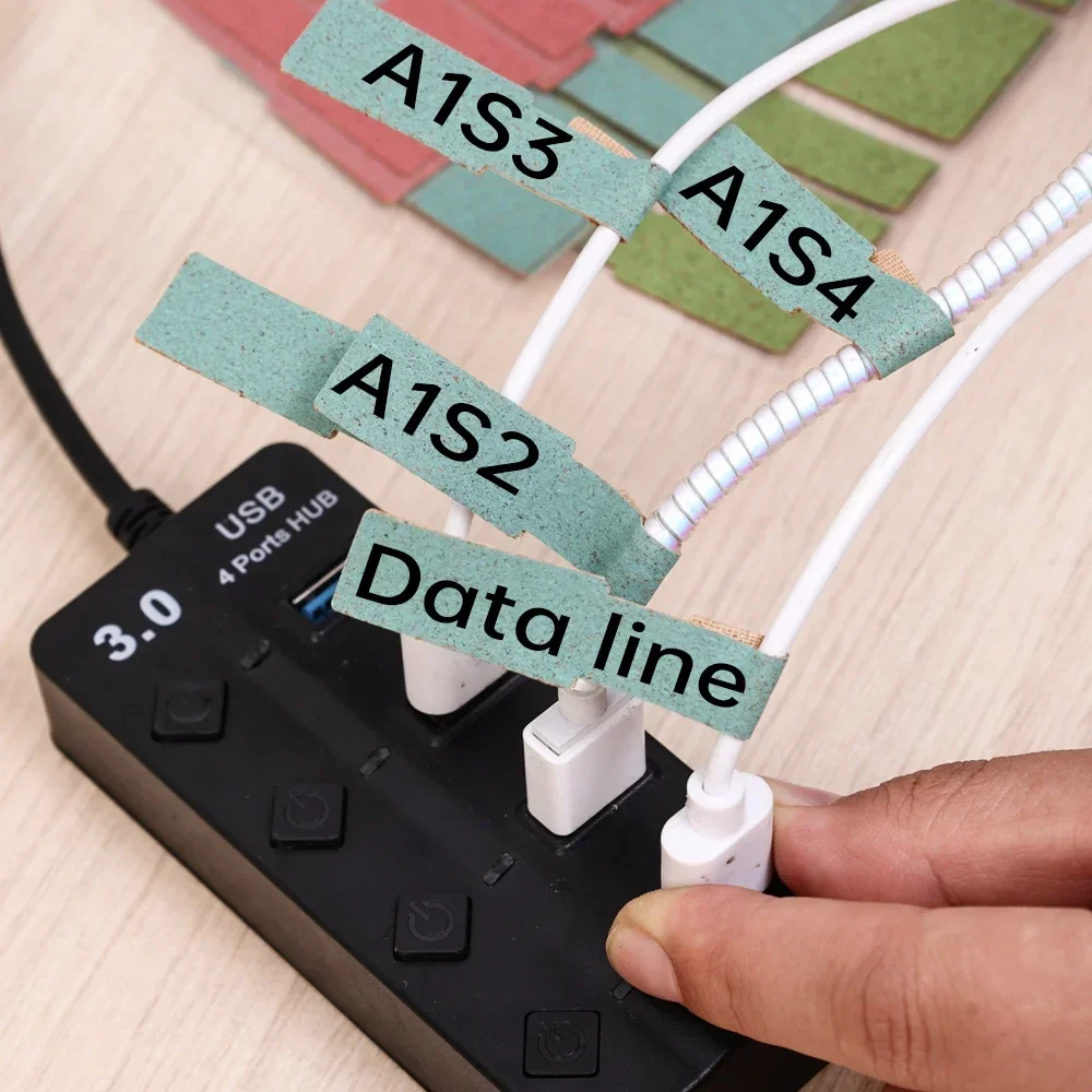 Kabel Data Gabus Tahan Air Stiker Label Berperekat Tanda Klasifikasi Garis Ethernet Kertas Identifikasi Tag Kawat Kosong