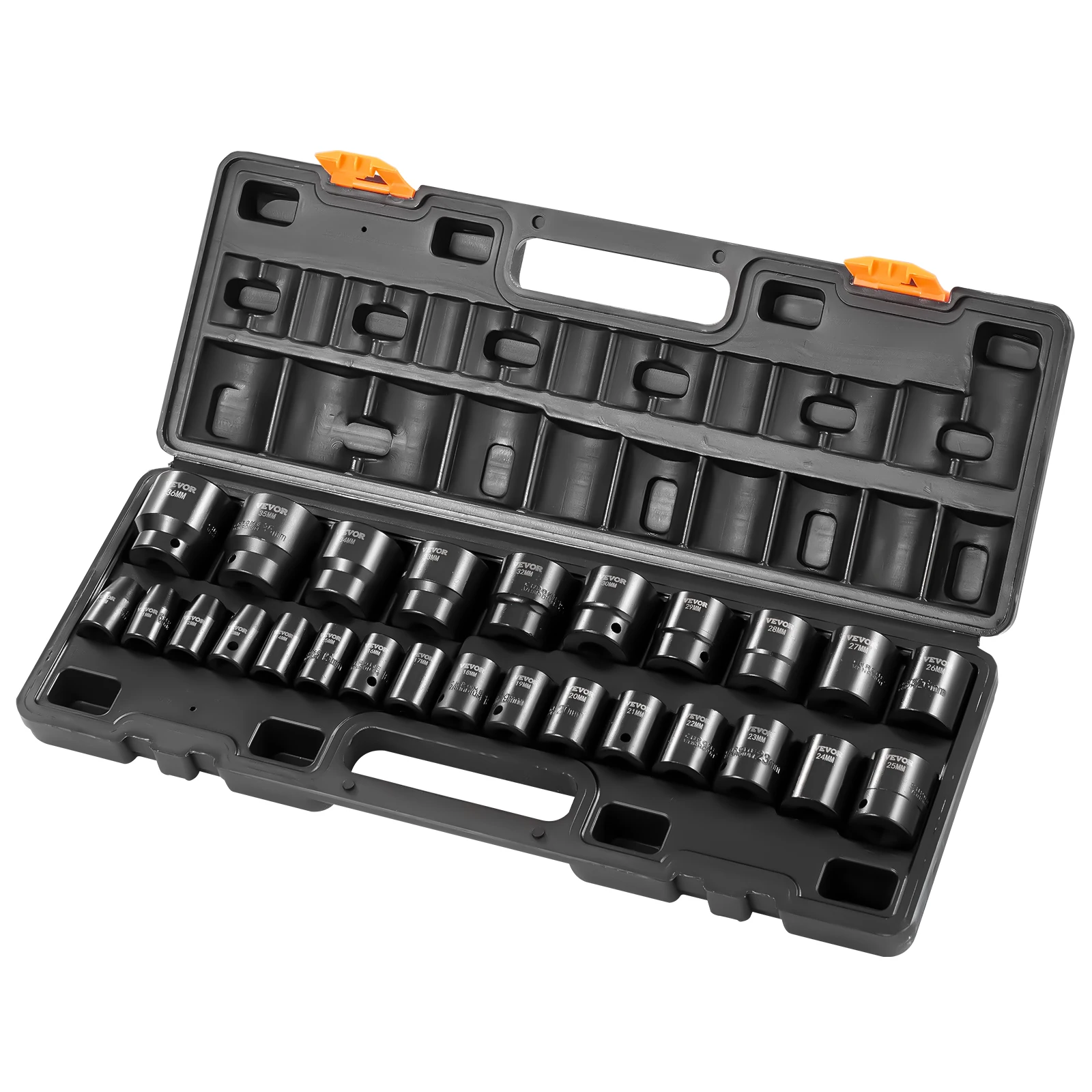 SucceBuy 1/2In 26Piece Impact Socket Set Impact Sockets Shallow Socket 6-Point Sockets 1/2 Inches Drive Socket Set Impact Metric