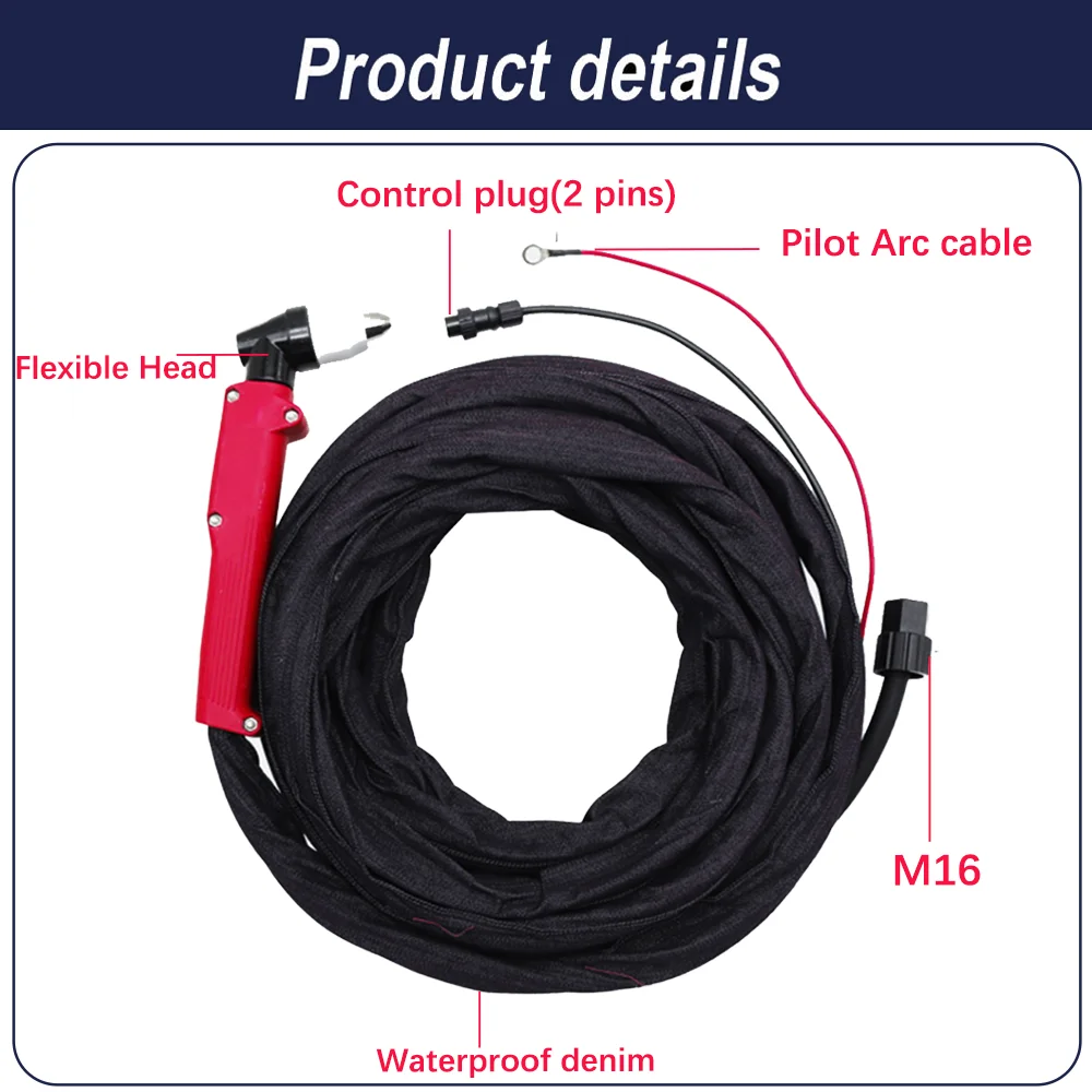 Antorcha de corte CNC P80 40-100A, cortador de Plasma de aire, cabezal de antorcha con rueda de guía, equipo de soldadura de arco piloto 3m/5m/7m