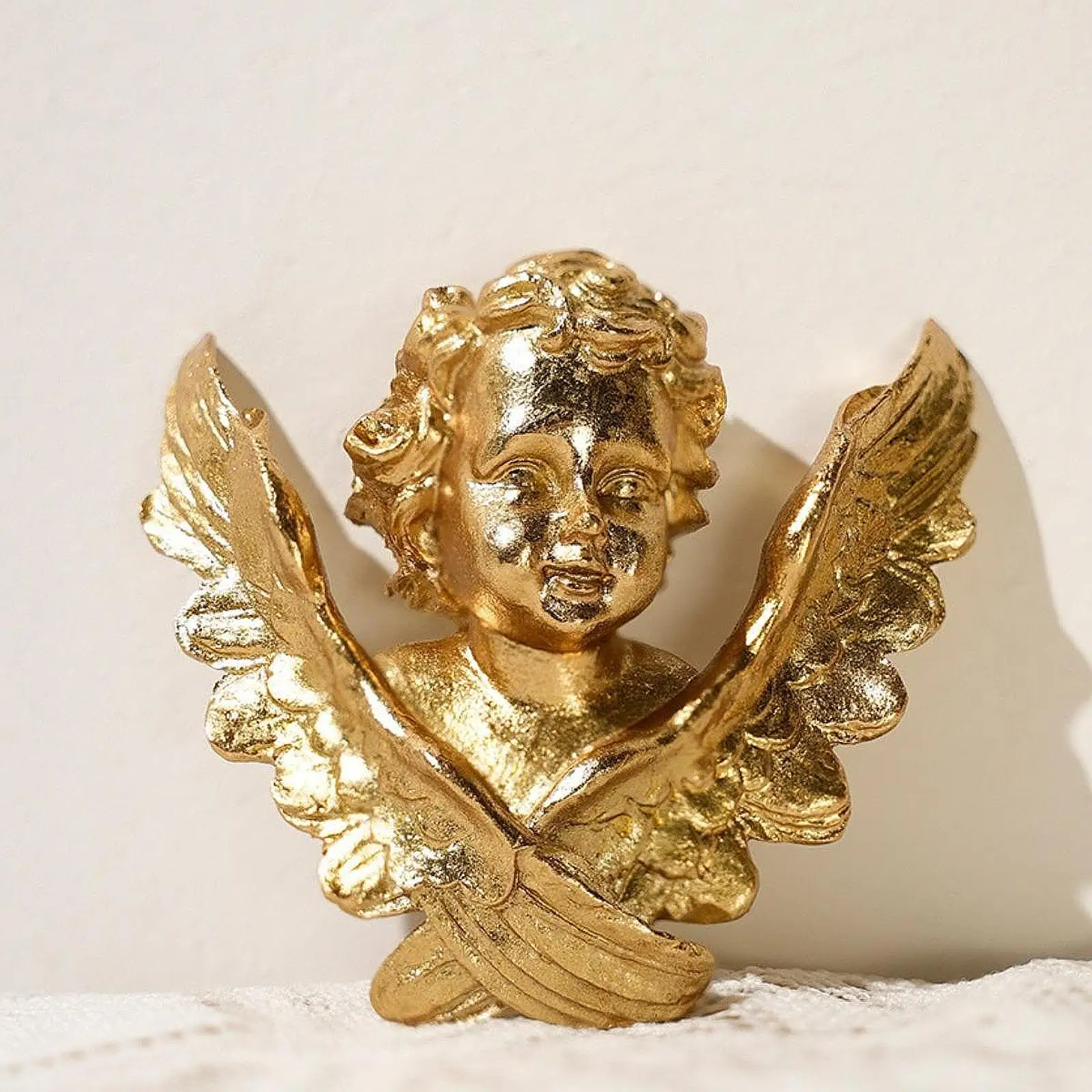 

Cherub Wall Sculpture Lovely Resin Figurine Festival Gift Collections Keepsake