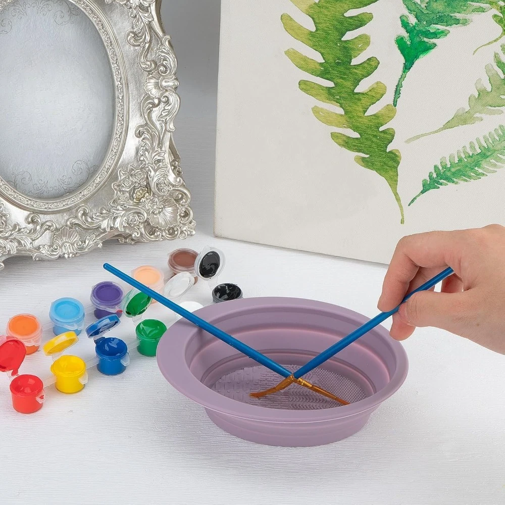 Lavabo plegable portátil para lavar platos, hecho de material de silicona, para limpiar pintura de acuarela