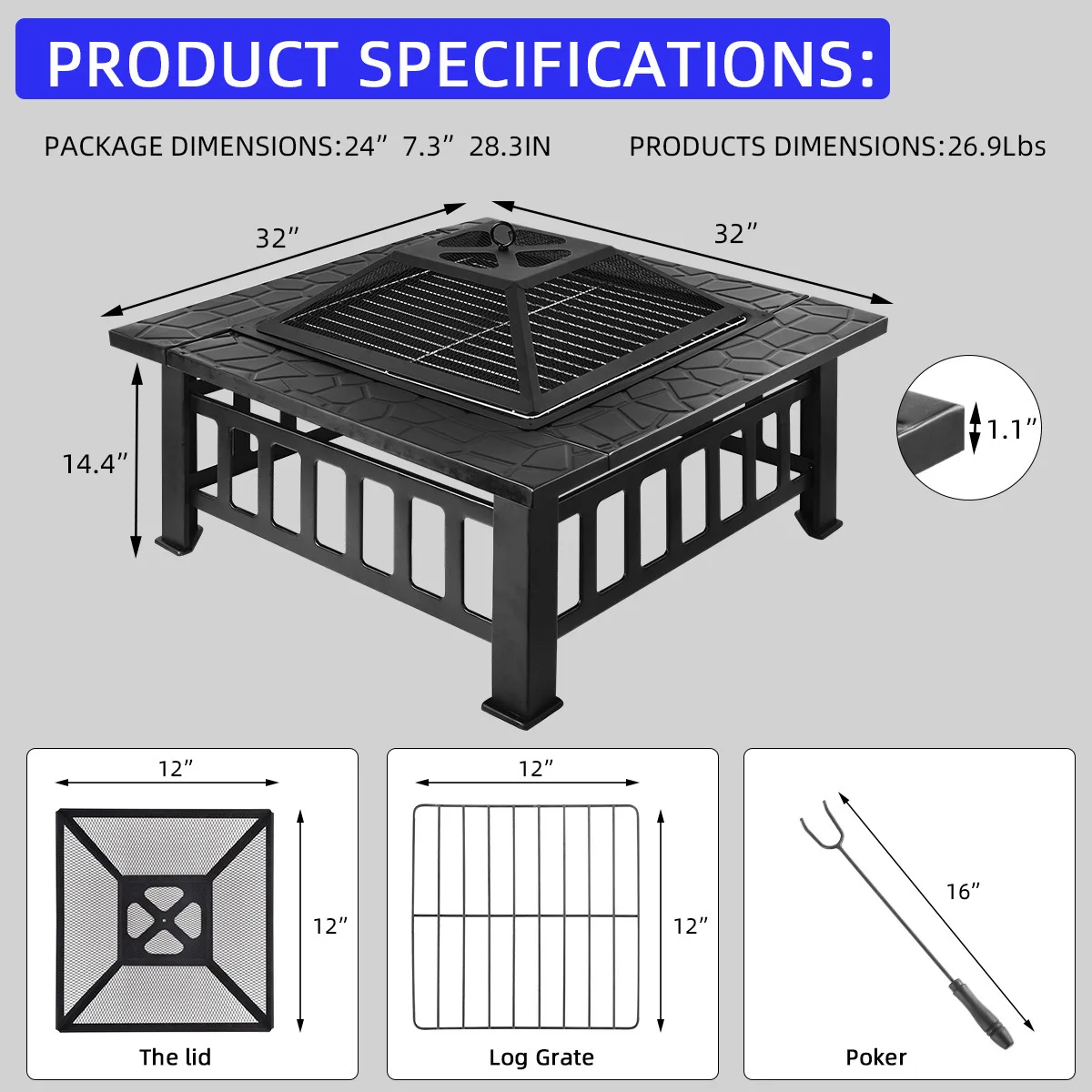 Barbecue Grill Household Villa Fireplace Courtyard Garden Indoor Heating Table Charcoal Barbecue Grill Heating Brazier Outdoor T
