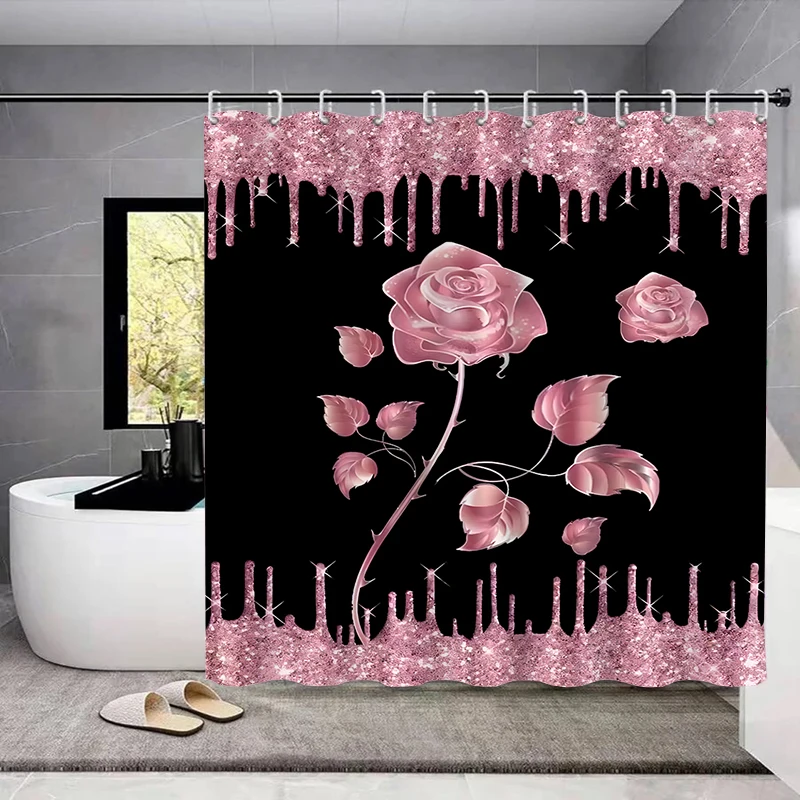 Waterproof Shower Curtain Set with 12 Hooks Toilet Covers Seat Bath Mats for Bathroom non-slip Rug carpet Curtain for Windows