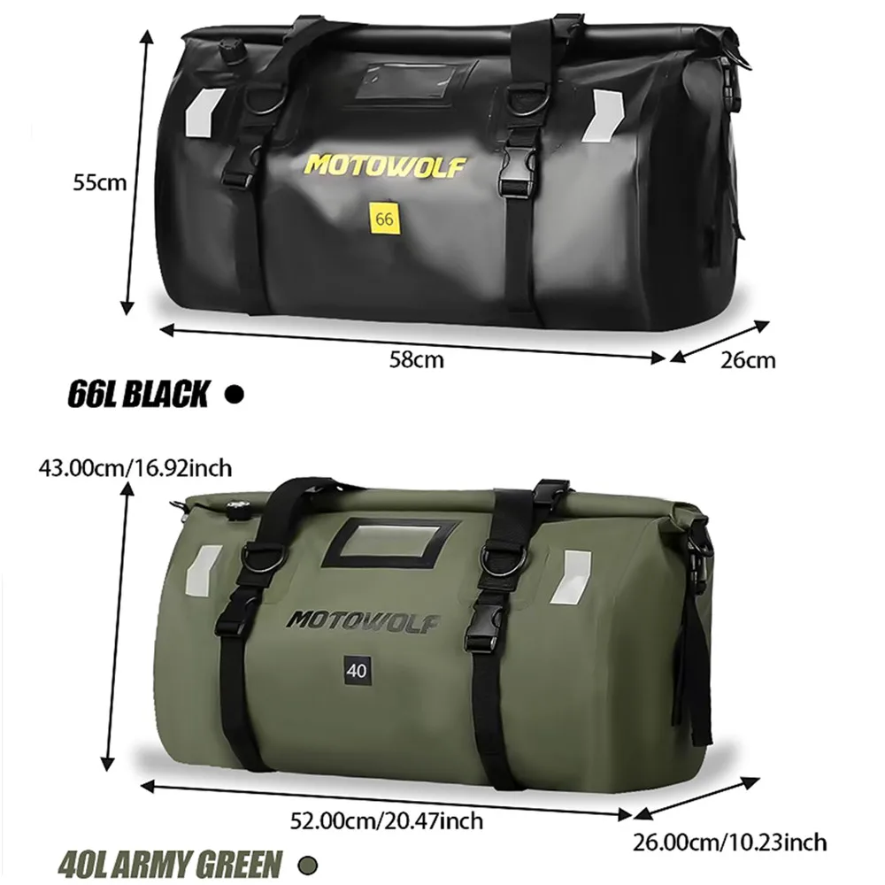 Motorcycle Waterproof Tail Bag Travel Outdoor Dry Luggage Roll Pack Bag 40/66 Motorbike Luggage Backpack Motorcycle Seat Bag