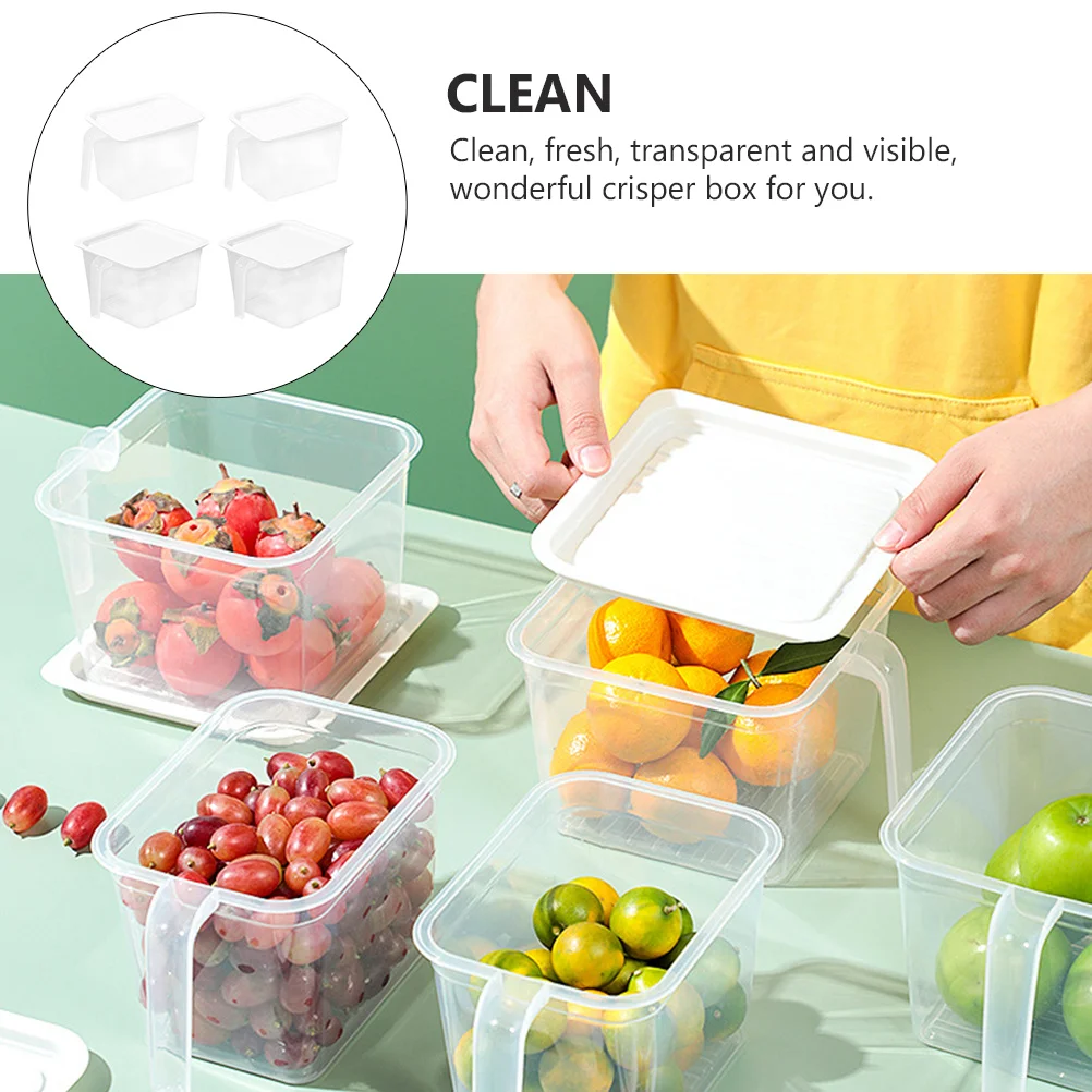 

4Pcs Mini Food Storage Box High-End Material Sealing Design for Kitchen Fridge Use Easy Clean Fresh Transparent Crisper