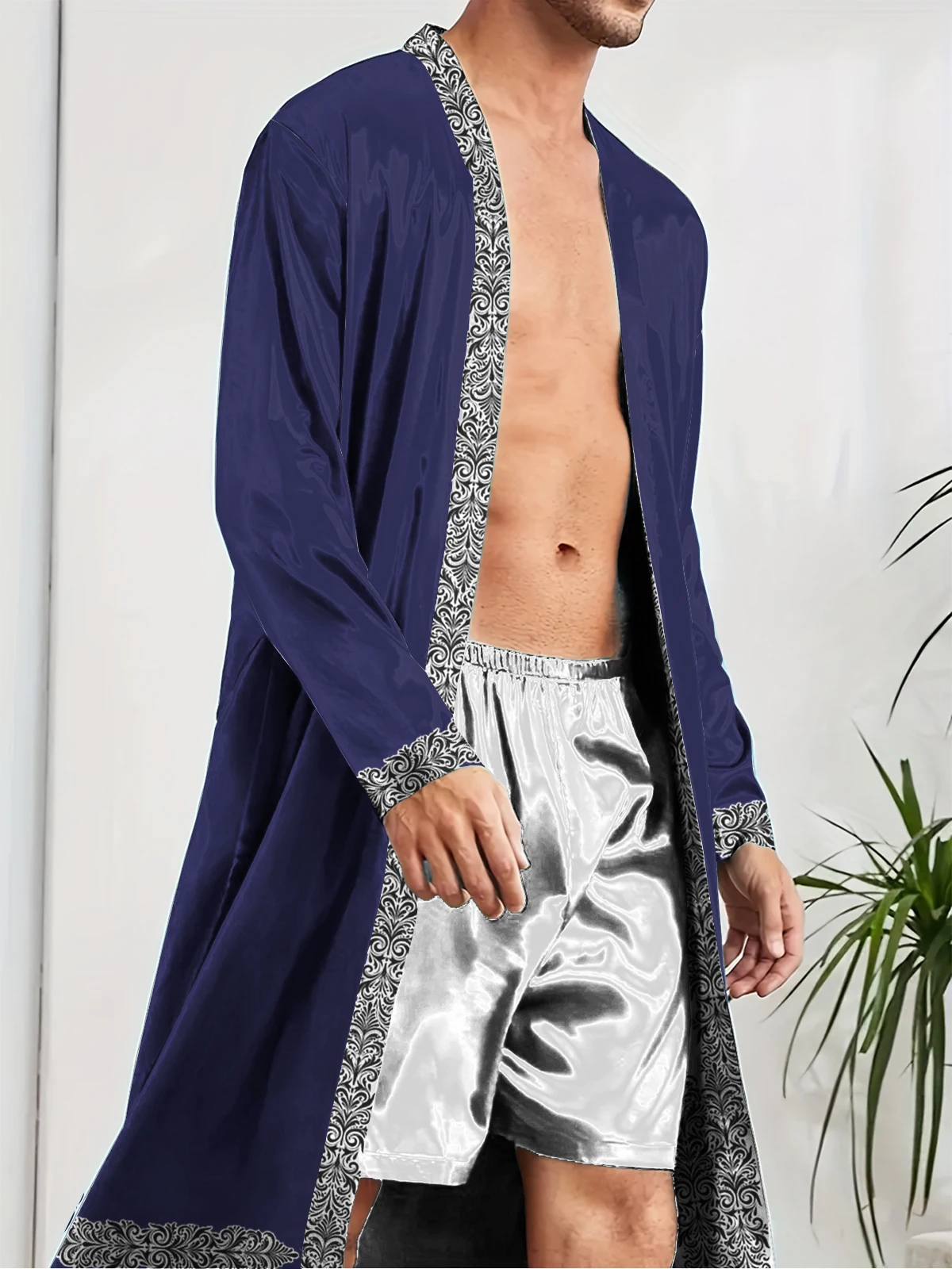 

Мужской забавный спальный халат с цифровым принтом удобный, быстросохнущий, повседневный мужской халат для развлечений для домашнего использования.