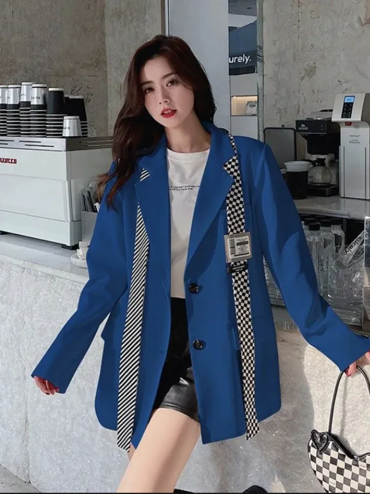 Leisure Blazer Jacket Women\'s Outwear Spring Summer 2024 New Fashion Sweet Loose Long Sleeves Blazer Female Short Tops