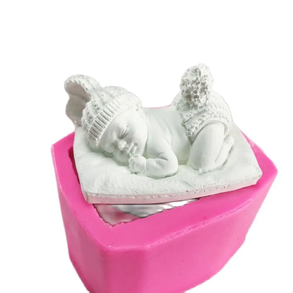 Silicone mold Sleeping baby shape incense plaster mold DIY Fondant cake decoration mold