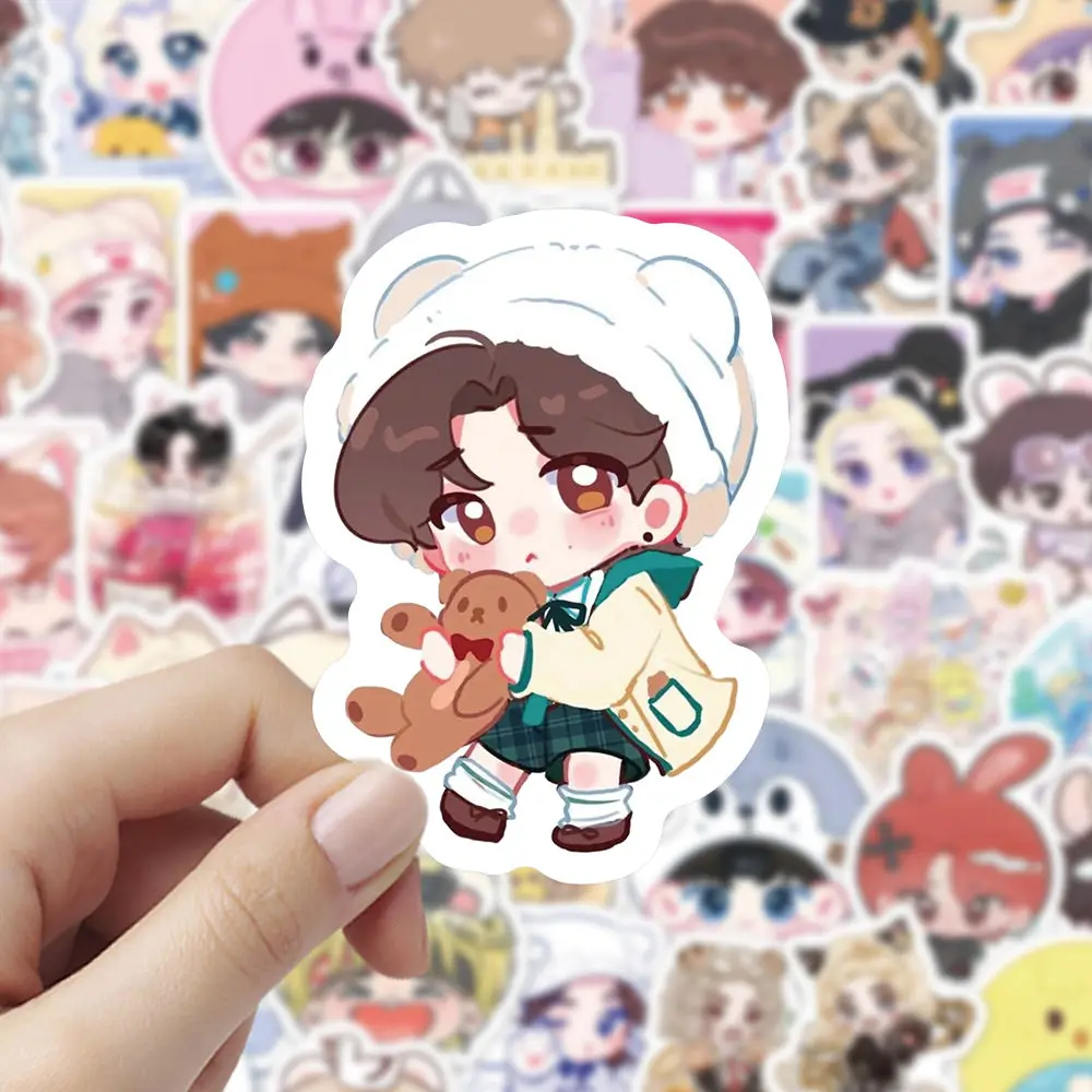 100 adesivi in plastica per animali skzoo versione Q, adesivi impermeabili con stelle come Fang Can, Huang Xuanchen e Xu Zhangbin