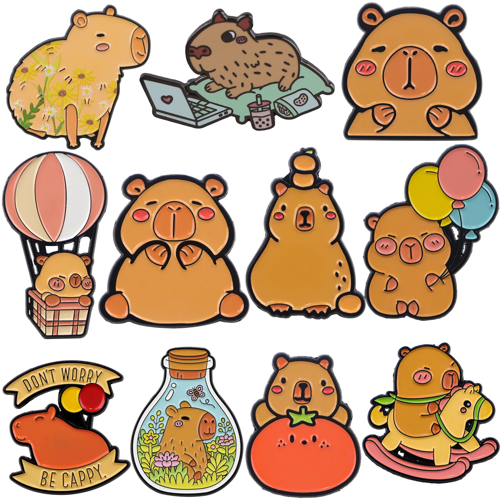 

Cartoon Animal Enamel Pin Cute Capybara Badges on Backpack Brooches For Women Lapel Pin Cosplay Accessories Kids Gifts Toys