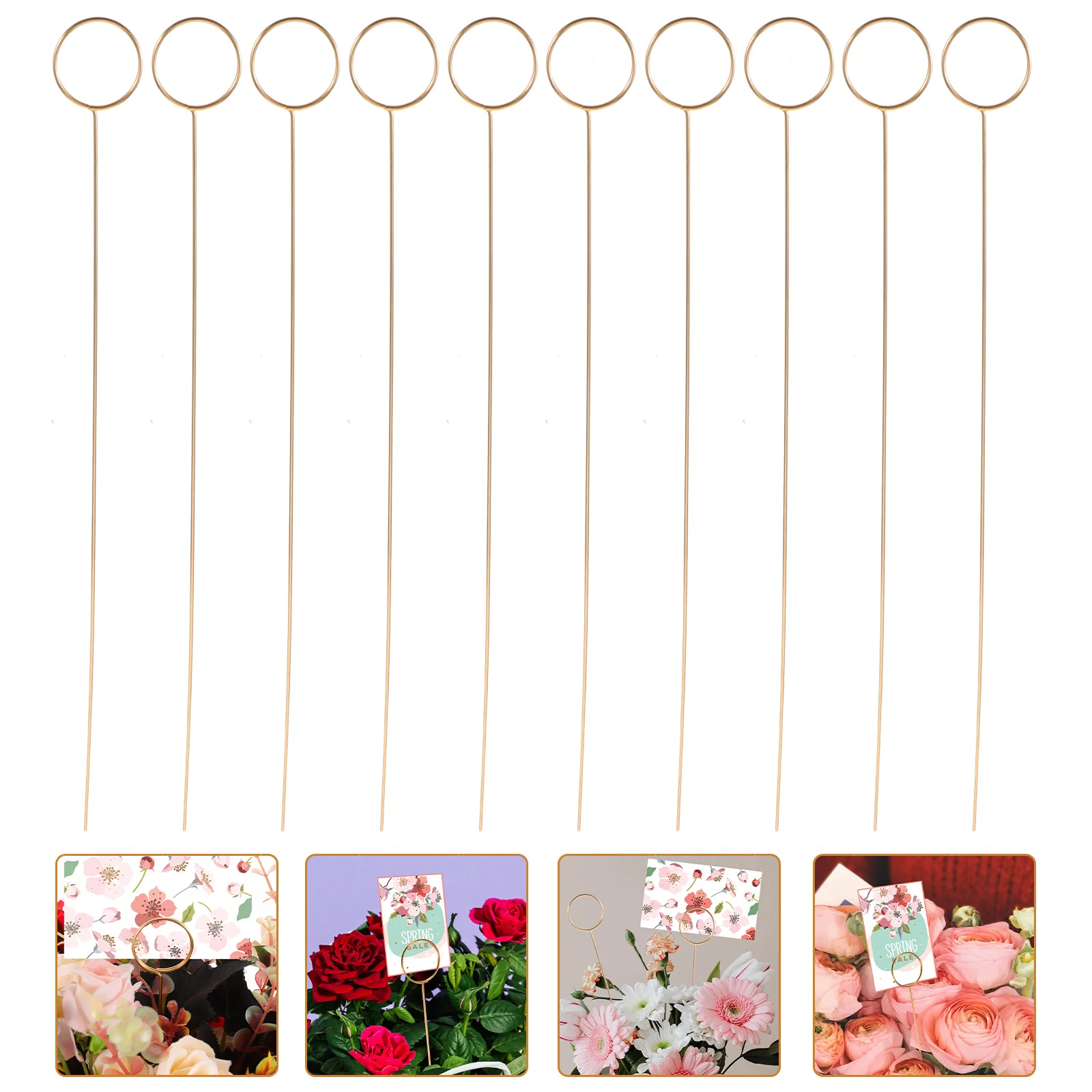 10 Pcs Round Flower Holder Gift Cards Wedding Decorations Picture Place Metal Floral Picks