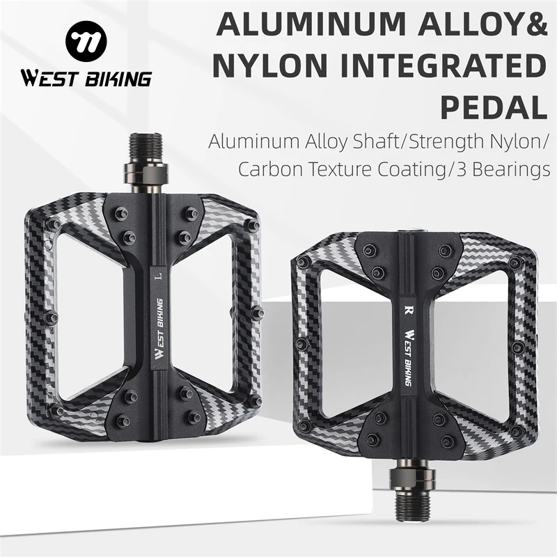 

WEST BIKING Bicycle Pedals 3 Bearings Non-Slip Carbon MTB Pedals Aluminum Alloy BMX Road Bike Pedal Sealed Bearing Bike Pedals