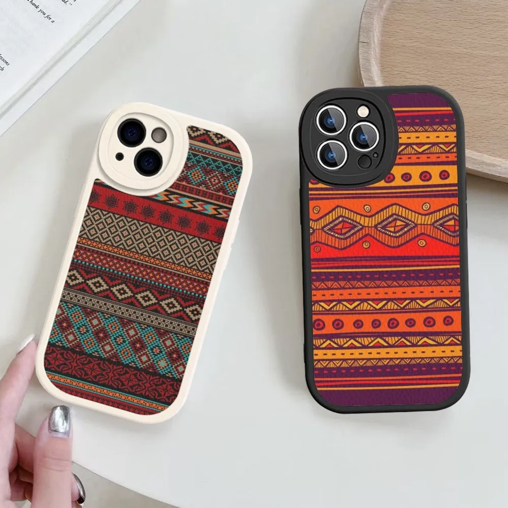 Klassische Vintage Muster Handy hülle Hart leder für iPhone 15 14 13 12 Mini 11 14 Pro max xs x xr 7